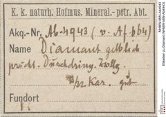 Etiketten zu Diamant (NHMW-MIN-Ab4943)